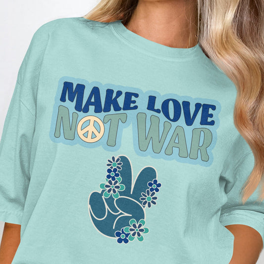 Make Love Not War Peace Sign Graphic T-shirt