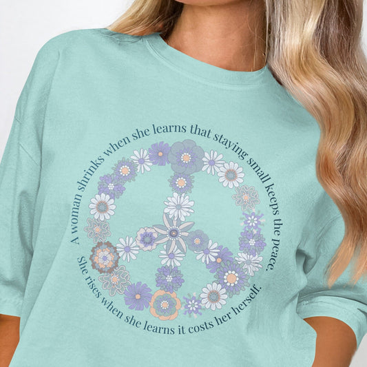 Motivational Peace Sign Floral Graphic Tee