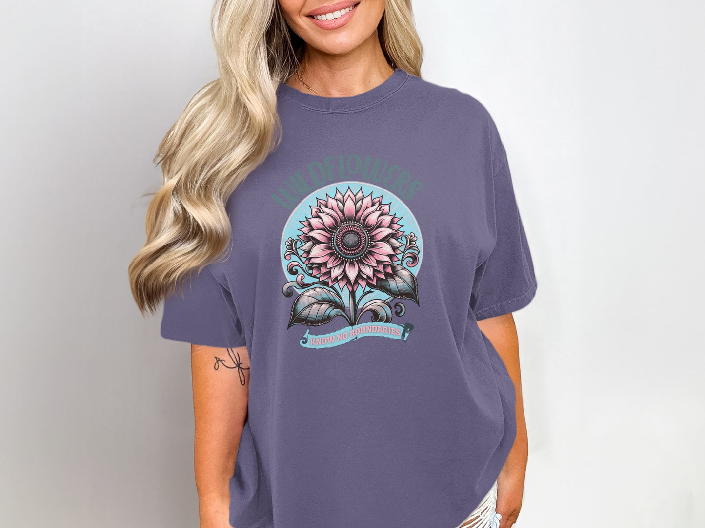 Boho Graphic Tee with Colorful Floral Design