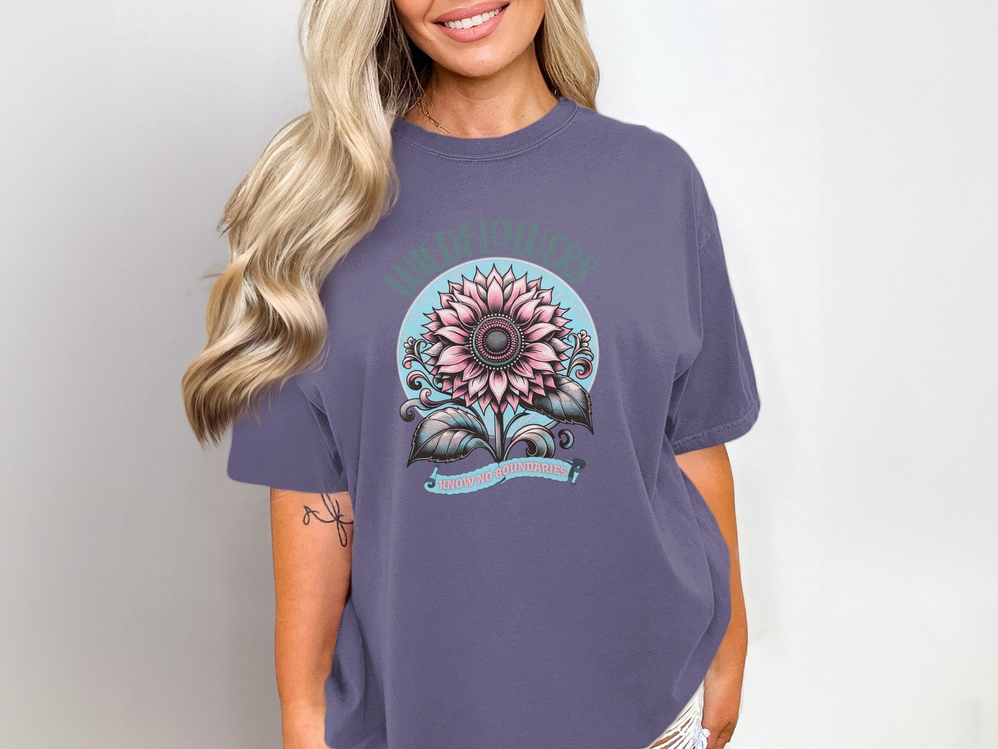 Boho Graphic Tee with Colorful Floral Design