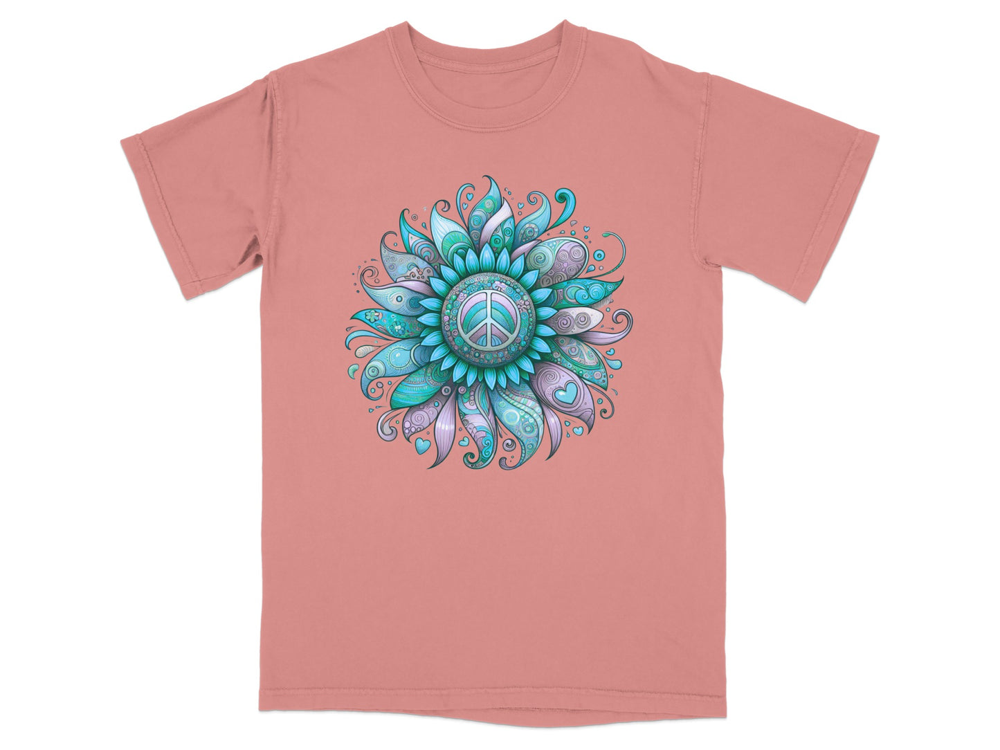 Colorful Peace Mandala Design on Relaxed Fit T-Shirt