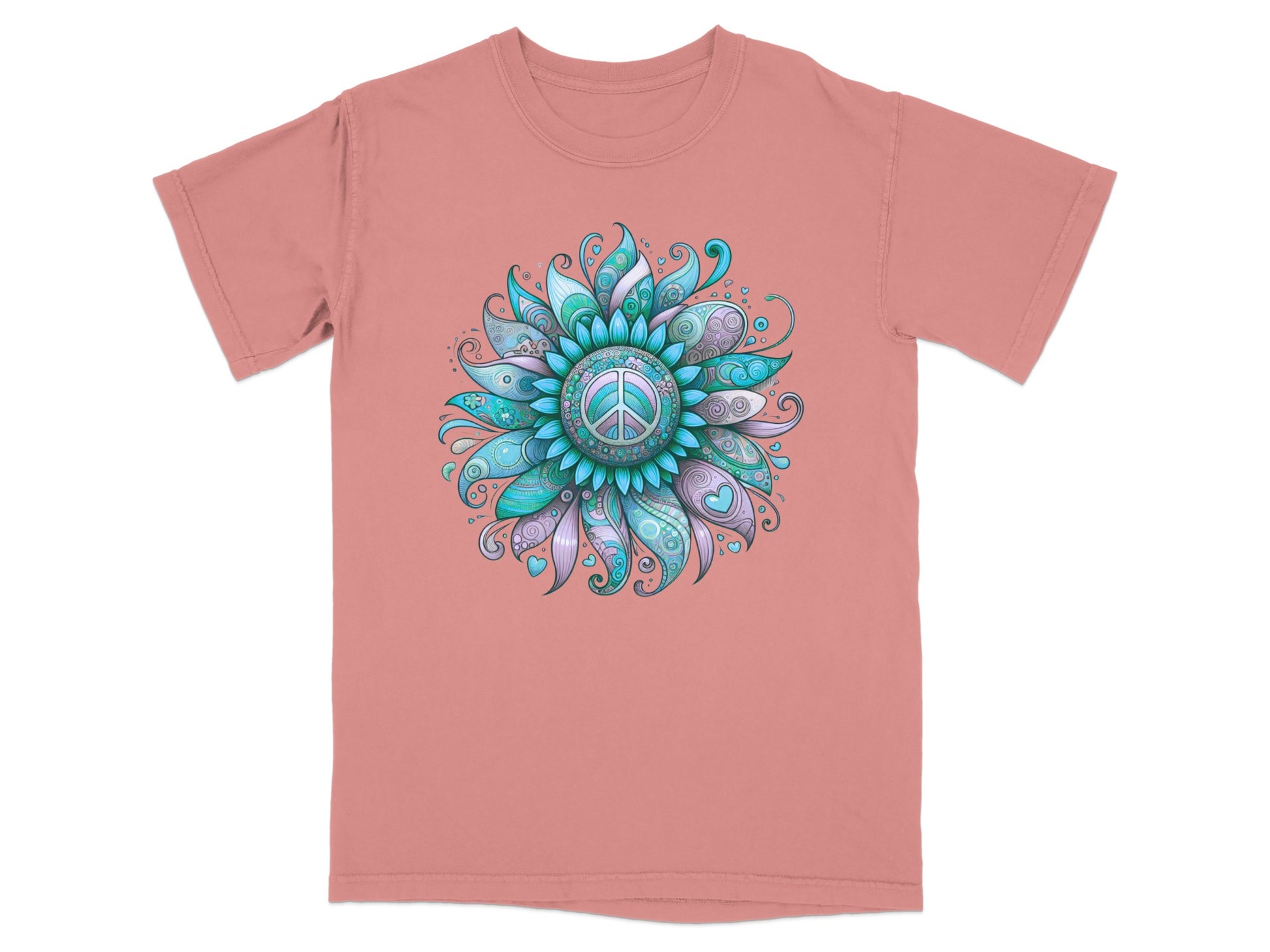 Colorful Peace Mandala Design on Relaxed Fit T-Shirt