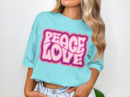 Retro Peace Love Graphic Shirt for Everyday Wear