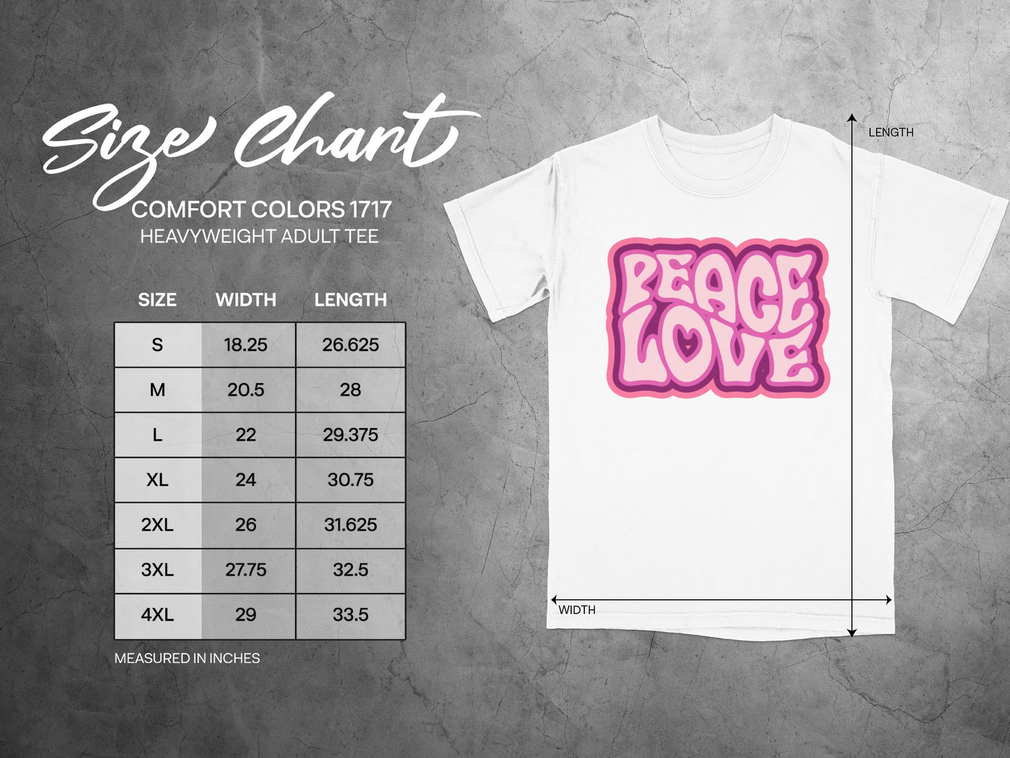 Peace Love Graphic Tee Heavyweight Adult Shirt