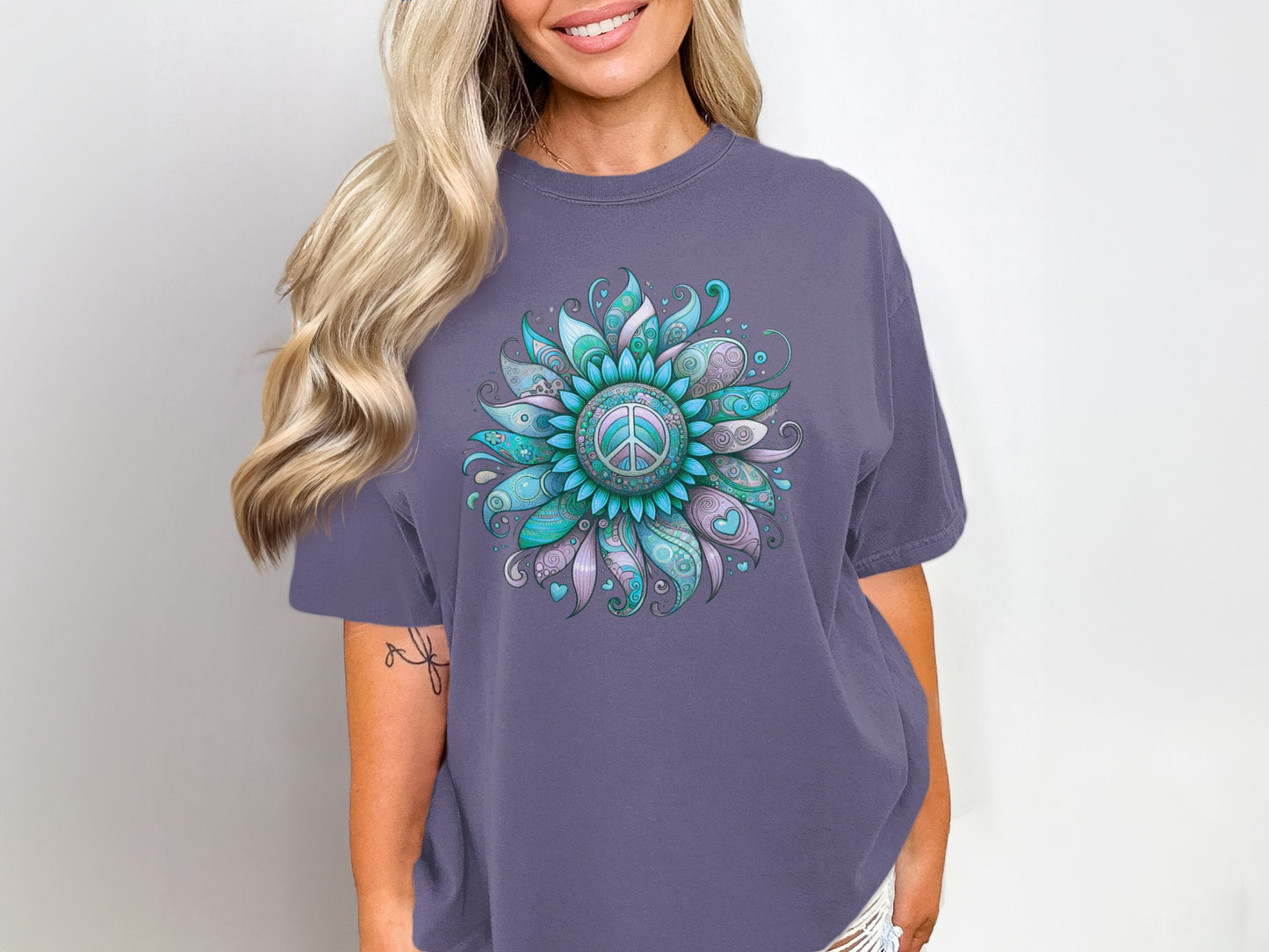 Tranquil Mandala Peace Symbol Graphic T-shirt