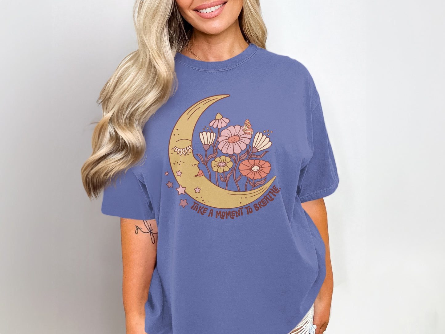 Take a Moment to Breathe with Floral Graphic Shirt