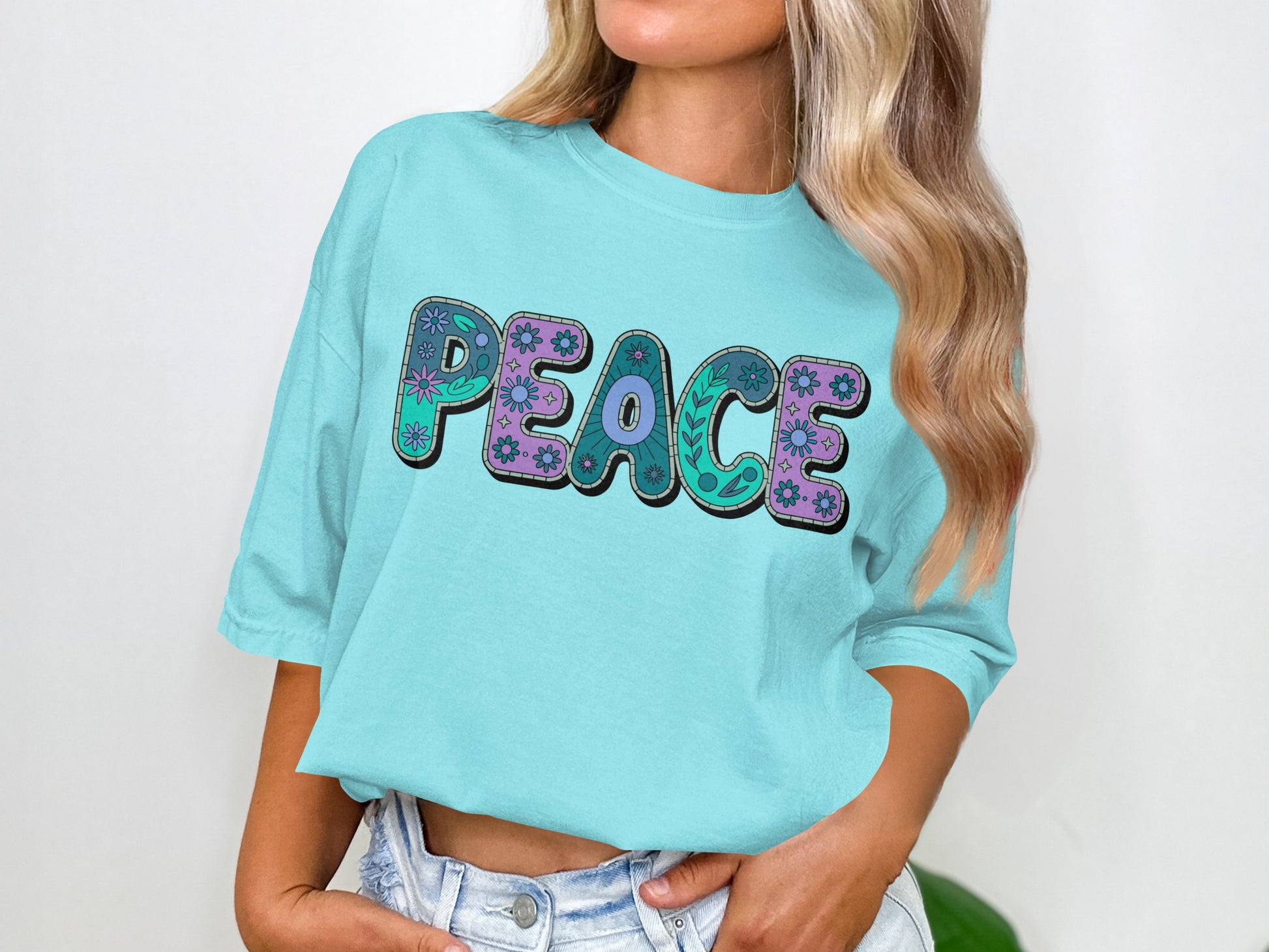 Colorful Peace Design Short Sleeve Shirt