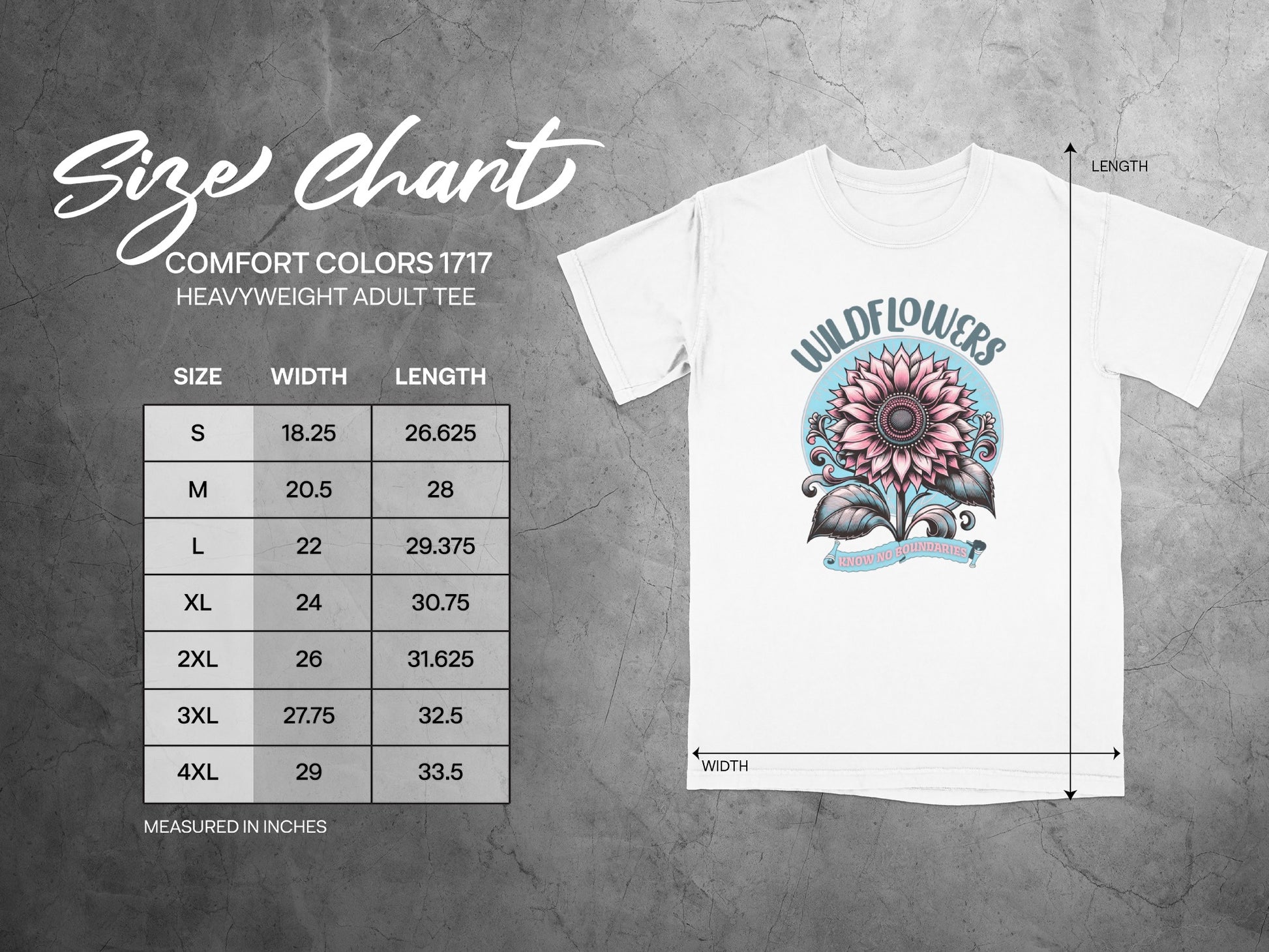 Wildflowers Graphic Print Comfort Colors Heavyweight Tee