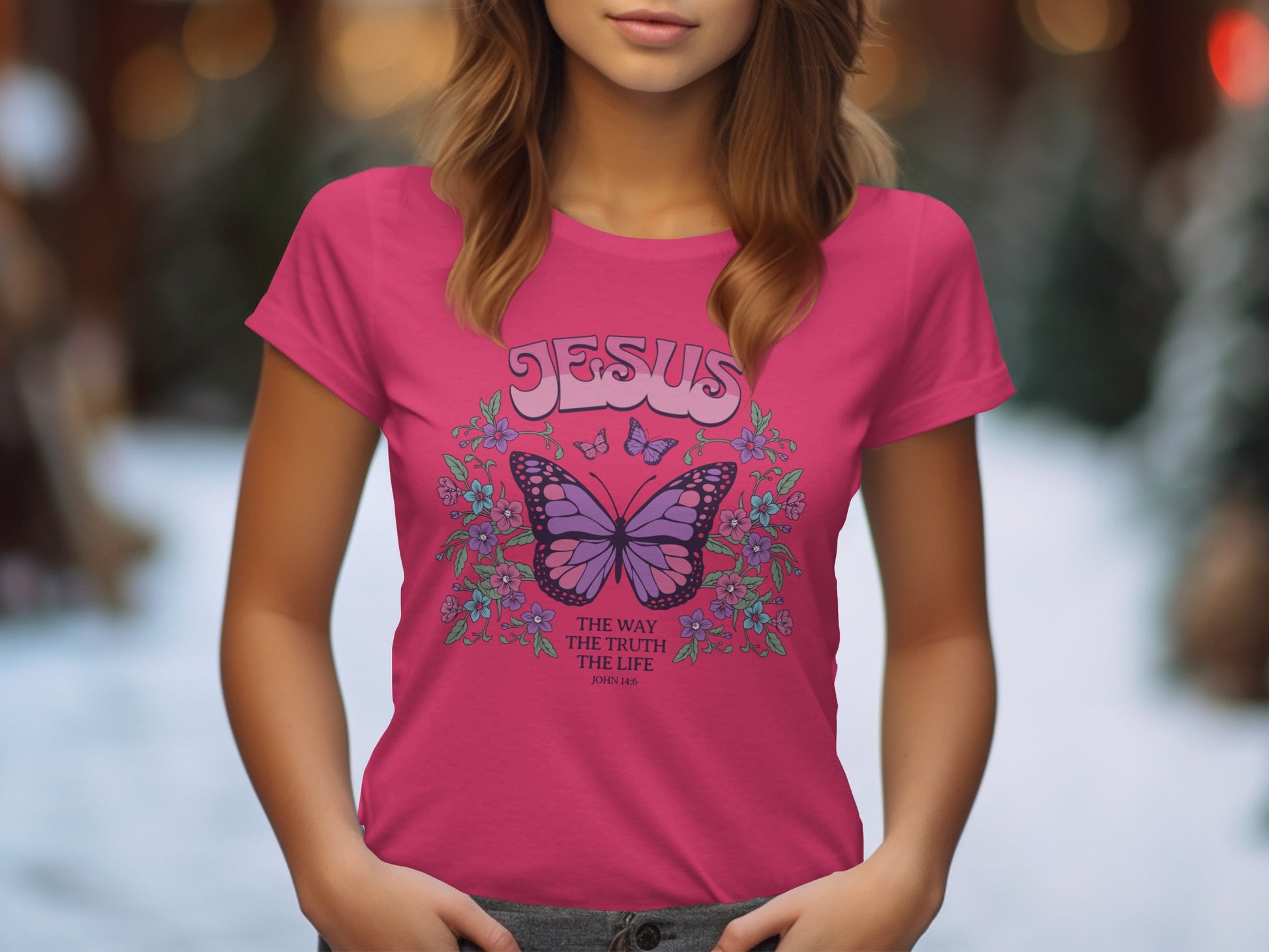 Jesus The Way The Truth The Life Butterfly T-Shirt