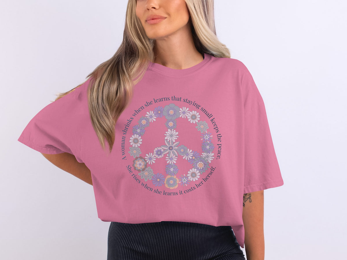 Pink T-Shirt with Inspirational Peace Graphic Design