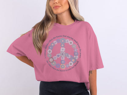 Pink T-Shirt with Inspirational Peace Graphic Design