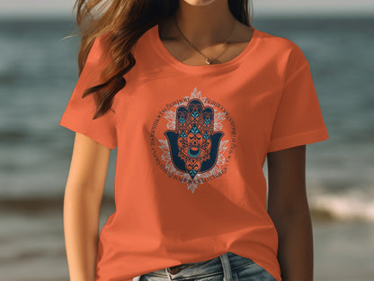 Vibrant Hamsa Hand Graphic Tee with Unique Design