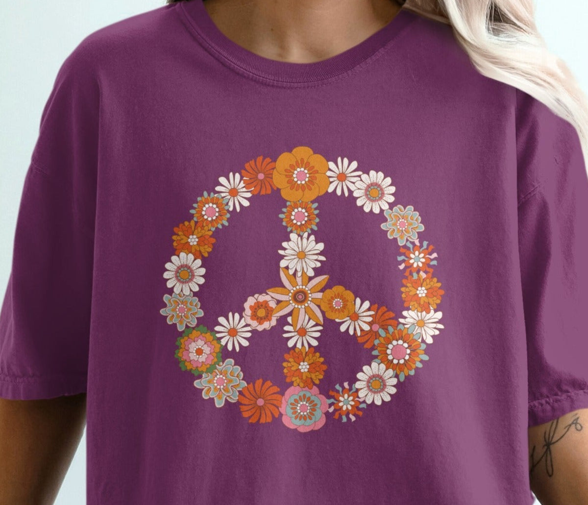 Floral Peace Symbol Graphic Tee Product