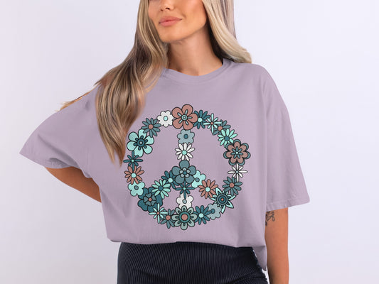 Floral Peace Symbol Graphic T-Shirt product