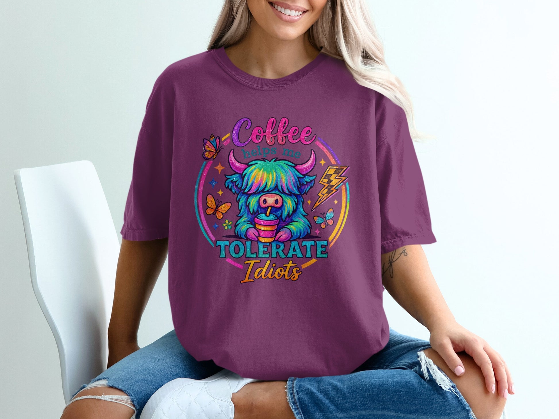 Coffee Helps Me Tolerate Idiots Graphic T-Shirt