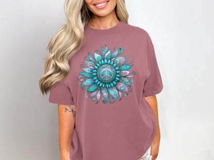 Colorful Intricate Mandala Peace Sign Shirt product