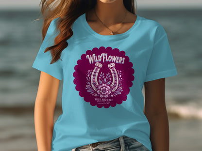 Wildflowers Graphic Tee Wild and Free Design Shirt