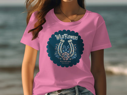 Wild Flowers Graphic Art on Pink Apparel Product