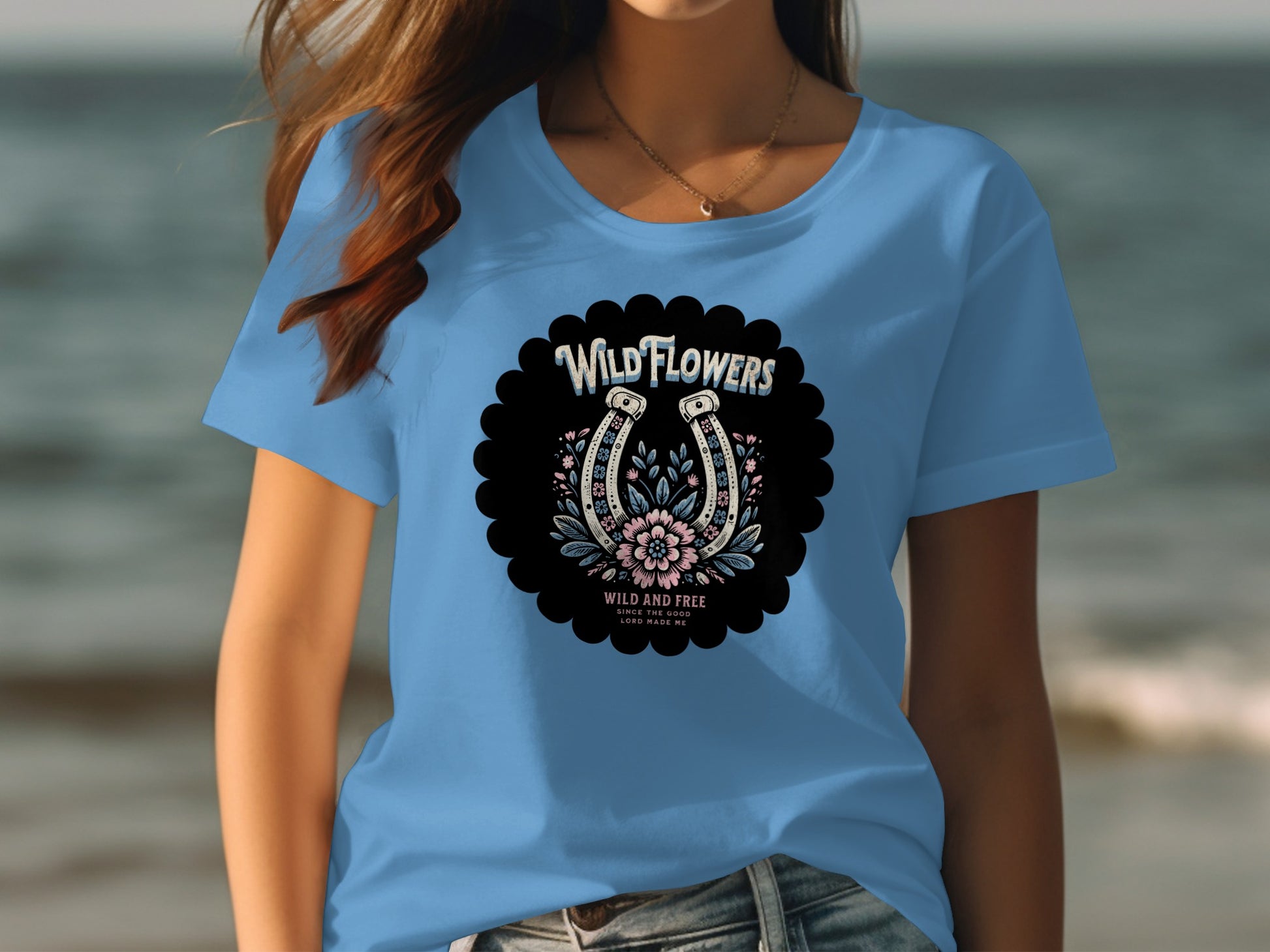 Wild Flowers Wild and Free Graphic Tee Shirt