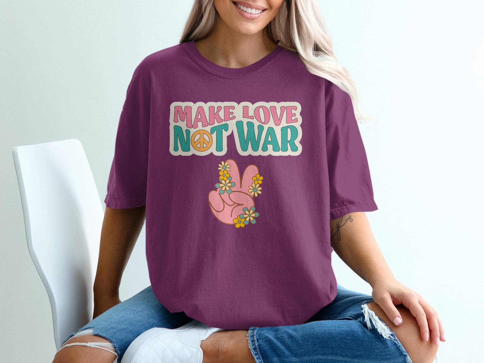 Make Love Not War Graphic Design Tee Casual Shirt
