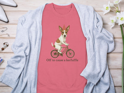 Off to cause a kerfuffle dog print sweatshirt