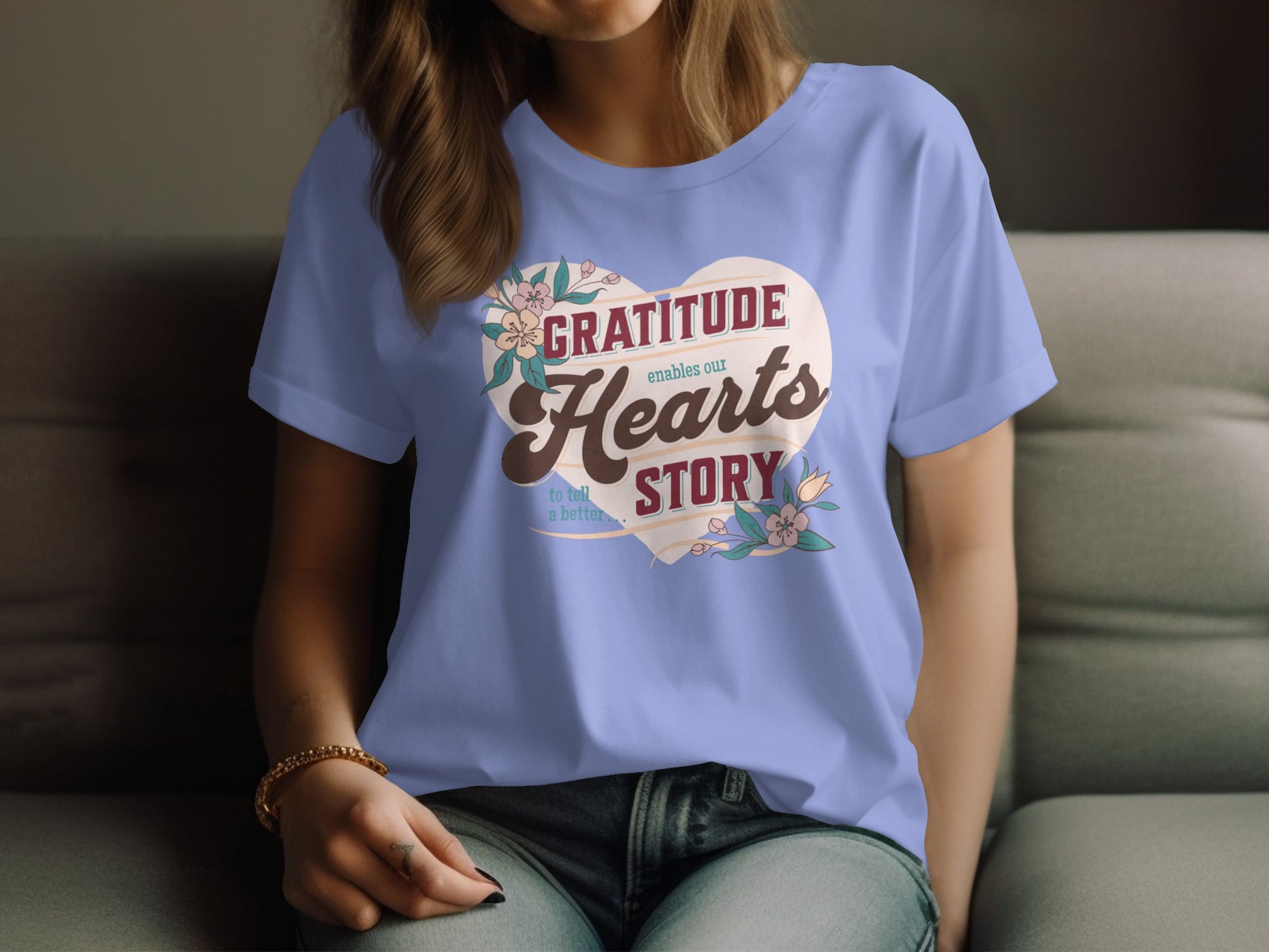 Gratitude Enables Hearts Story Graphic Print Shirt