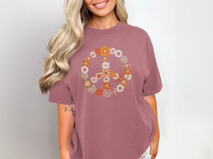 Flower Power Peace Sign Graphic Tee