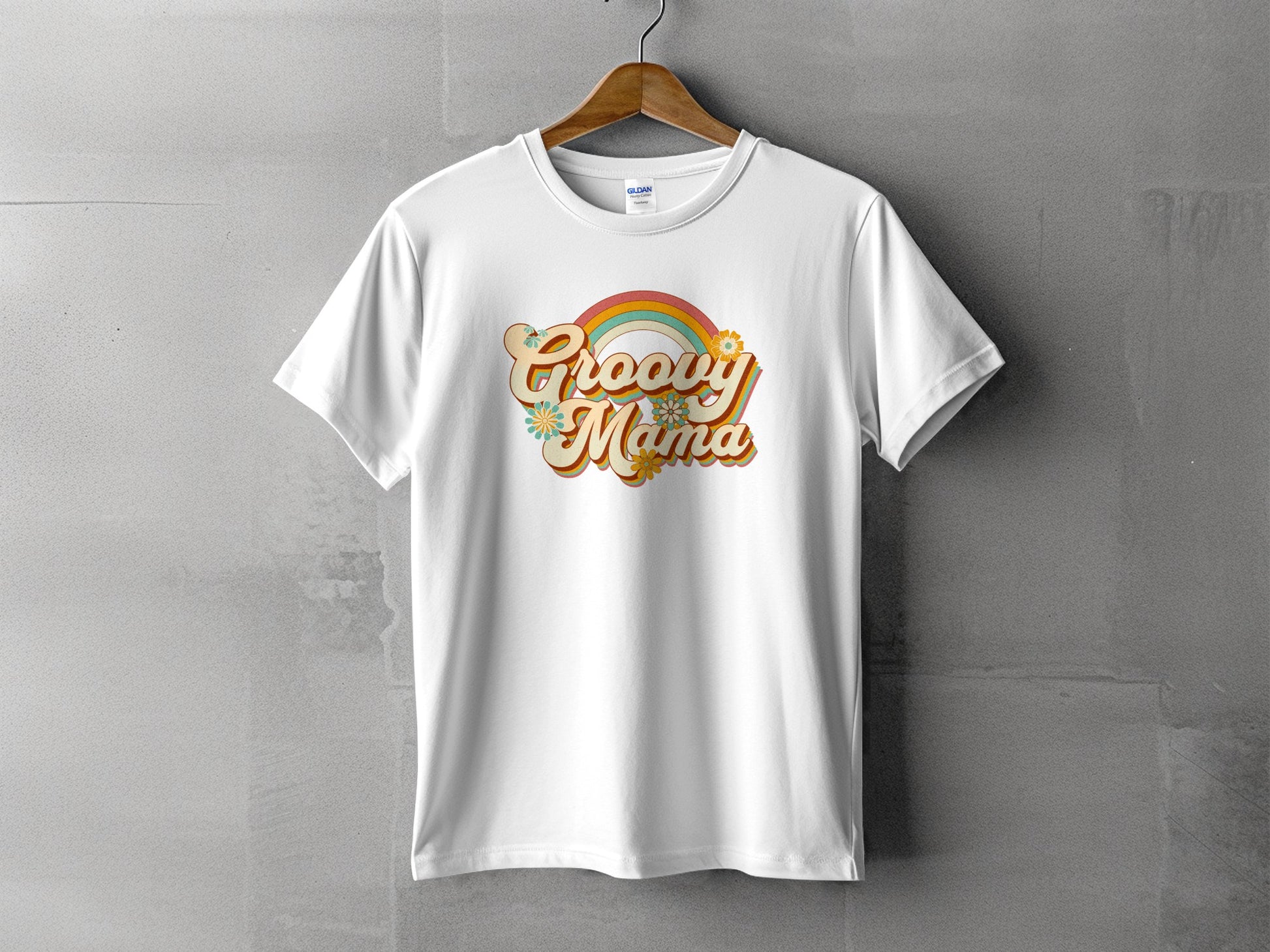 Groovy Mama Rainbow T-Shirt with Floral Detail