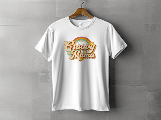 Groovy Mama Rainbow T-Shirt with Floral Detail