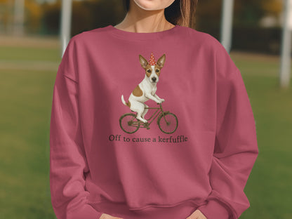 Off to cause a kerfuffle dog graphic sweatshirt