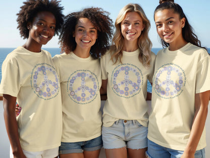 Colorful Peace Symbol Design Casual Wear T-shirt