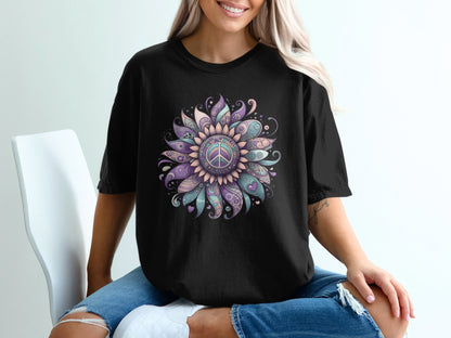 Colorful Peace Mandala Graphic Design T-shirt