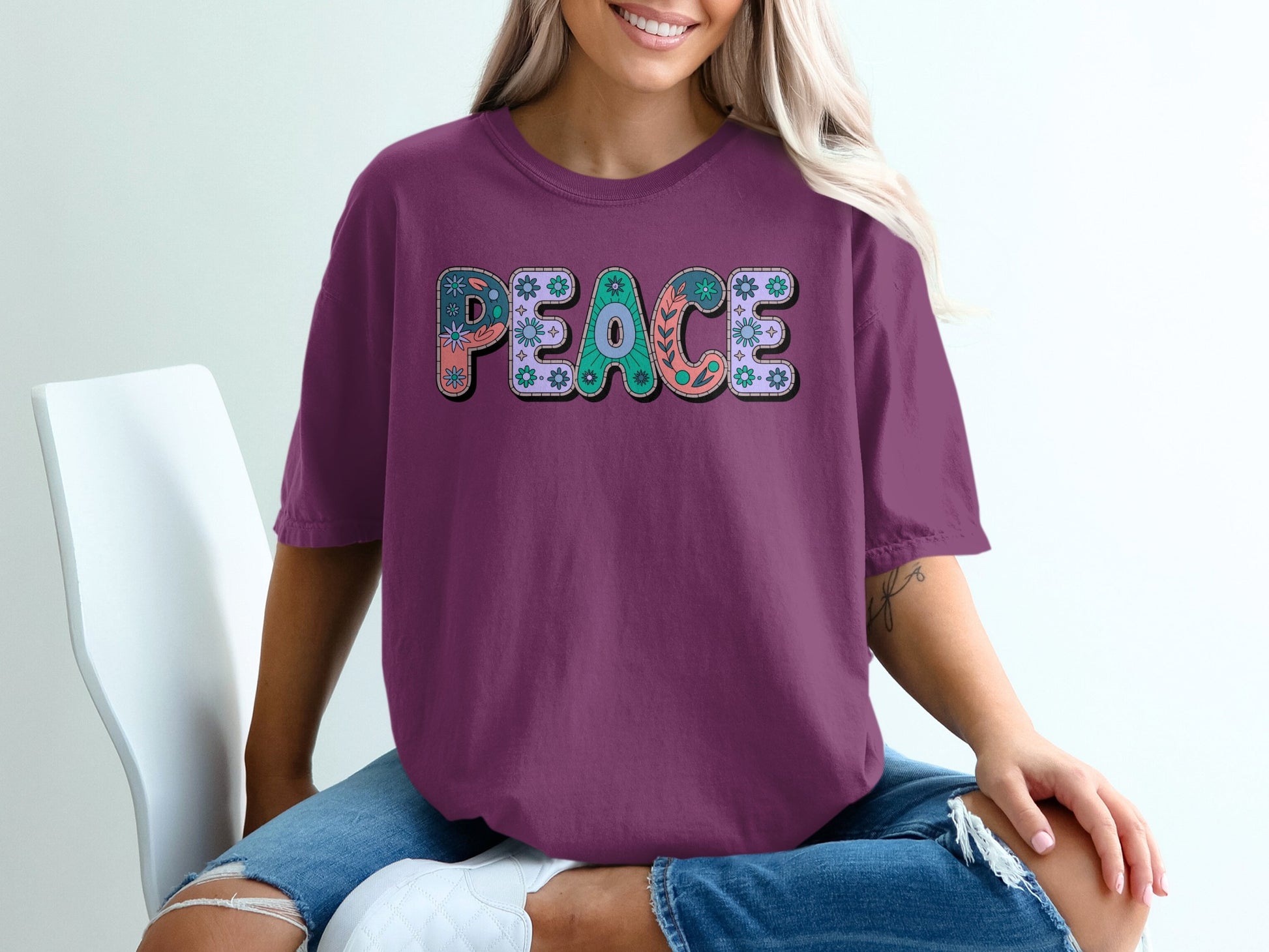 Peace Colorful Letter Design Shirt