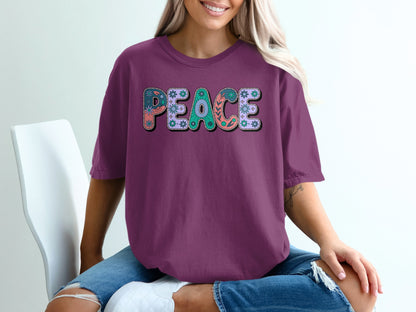 Peace Colorful Letter Design Shirt