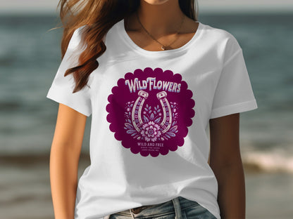 Wildflowers Horseshoe Graphic T-Shirt for Casual Wear