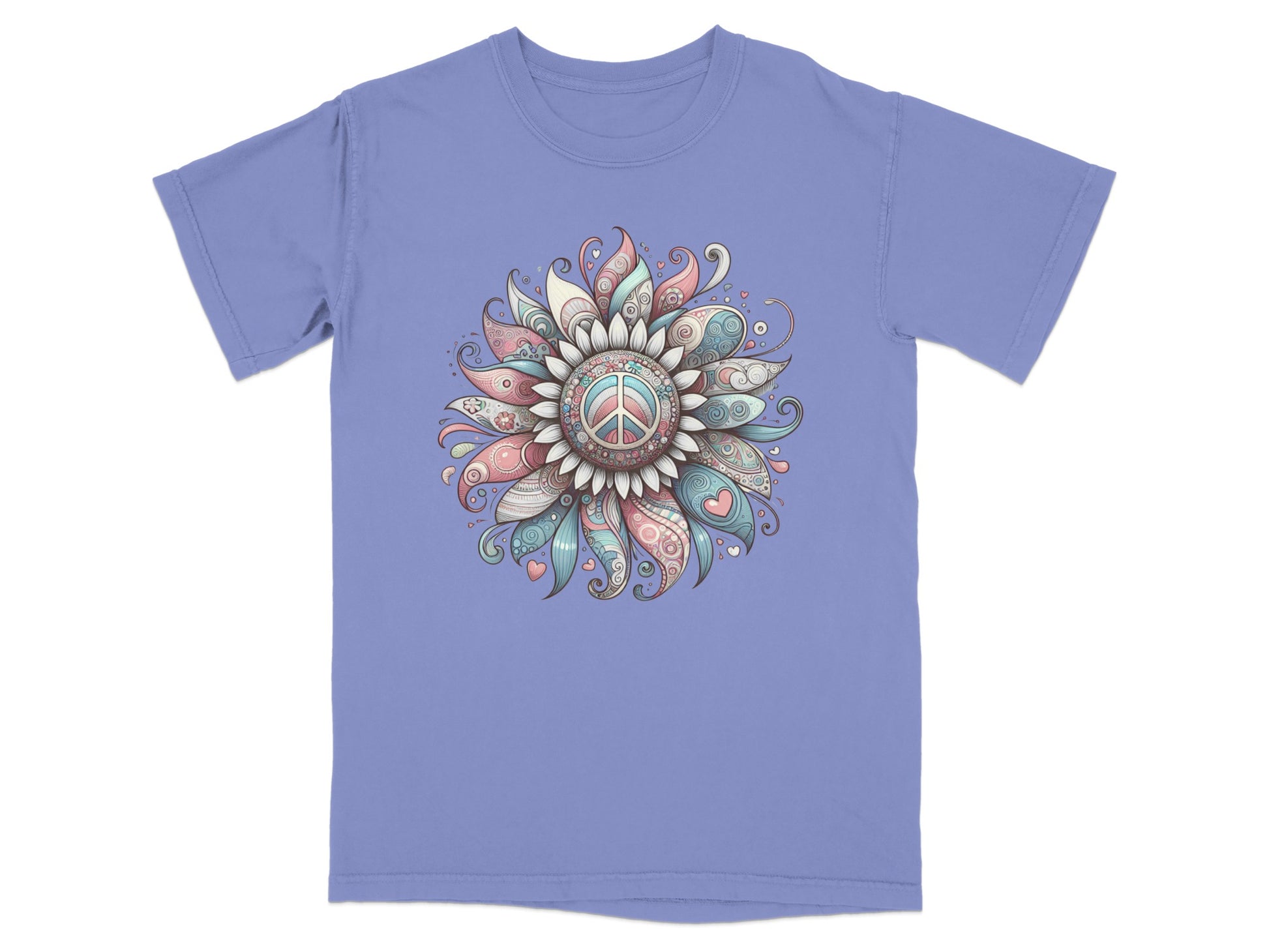Peace Symbol Floral Graphic Tee for Casual Wear