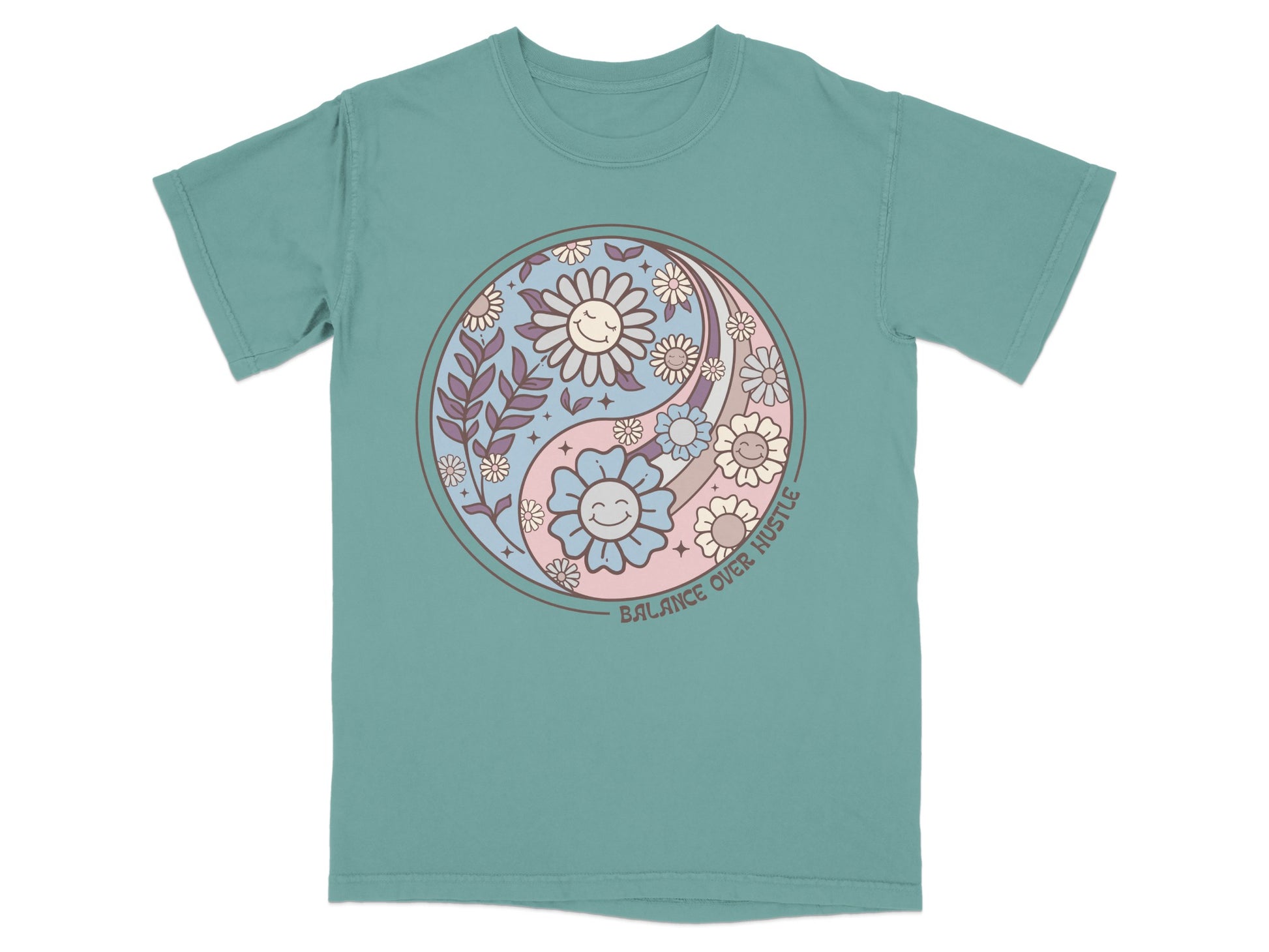 Balance Over Hostile Floral Design T-Shirt