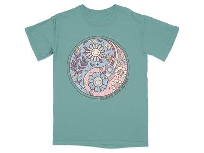 Balance Over Hostile Floral Design T-Shirt