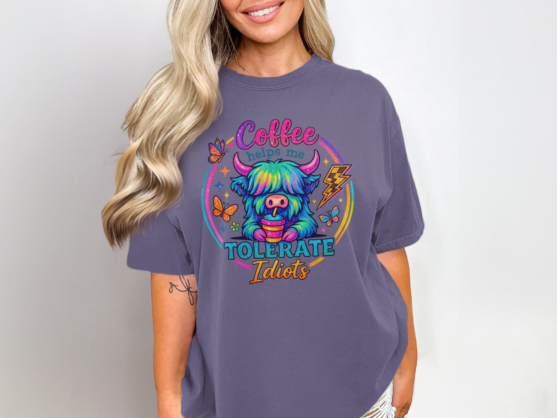 Coffee Helps Me Tolerate Idiots Graphic T-Shirt