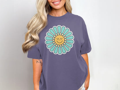 Smiling Sunflower Graphic Casual Women's T-Shirt