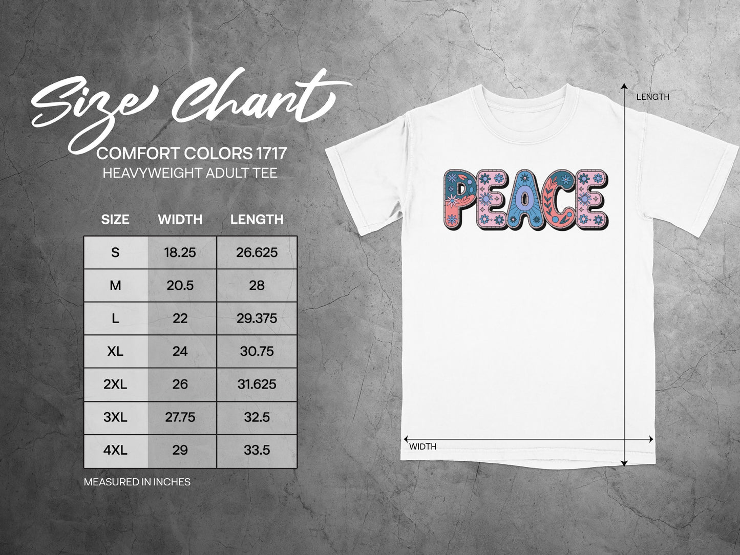 Peace Graphic Comfort Colors 1717 Tee Shirt