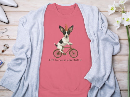 Off to cause a kerfuffle with dog on bicycle shirt