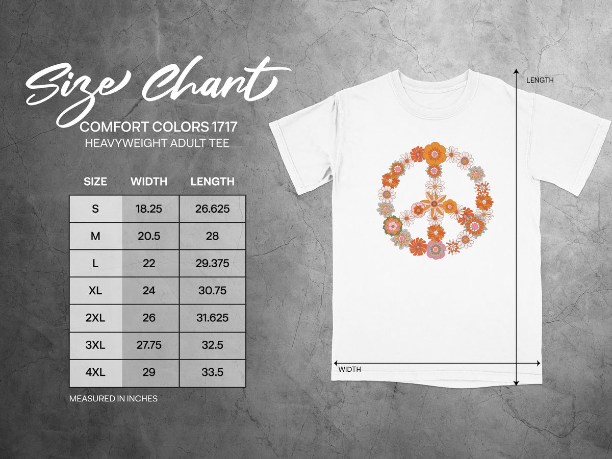 Peace Sign Design Heavyweight Adult Tee