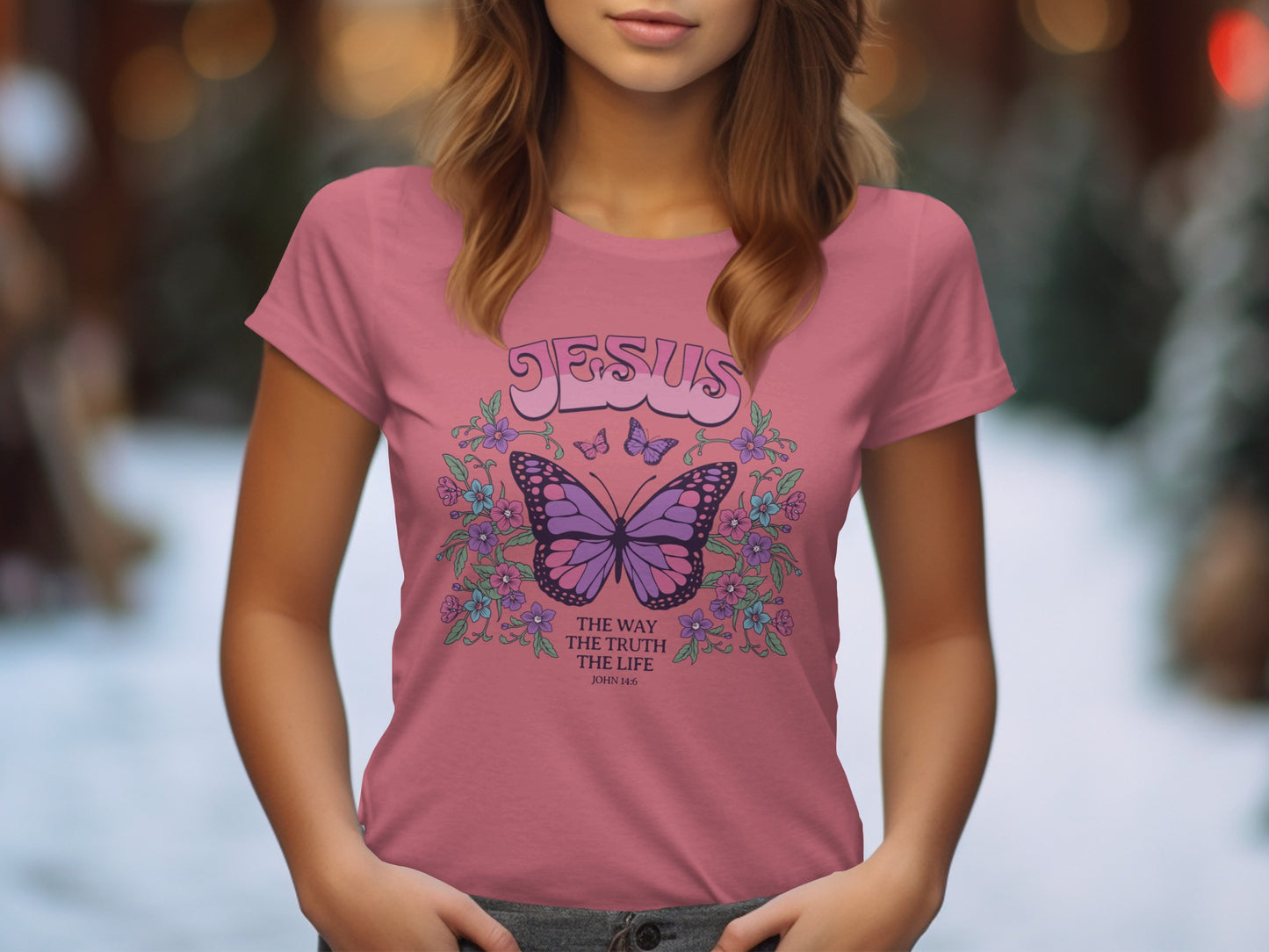Jesus the Way the Truth the Life Butterfly Shirt