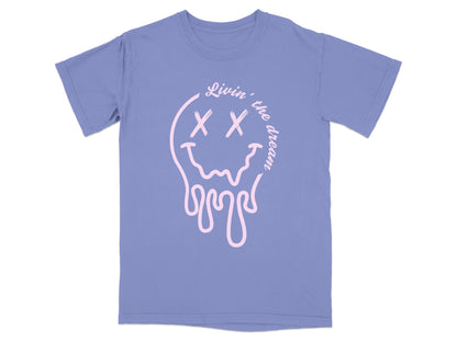 Livin' the dream melting smiley face t-shirt product