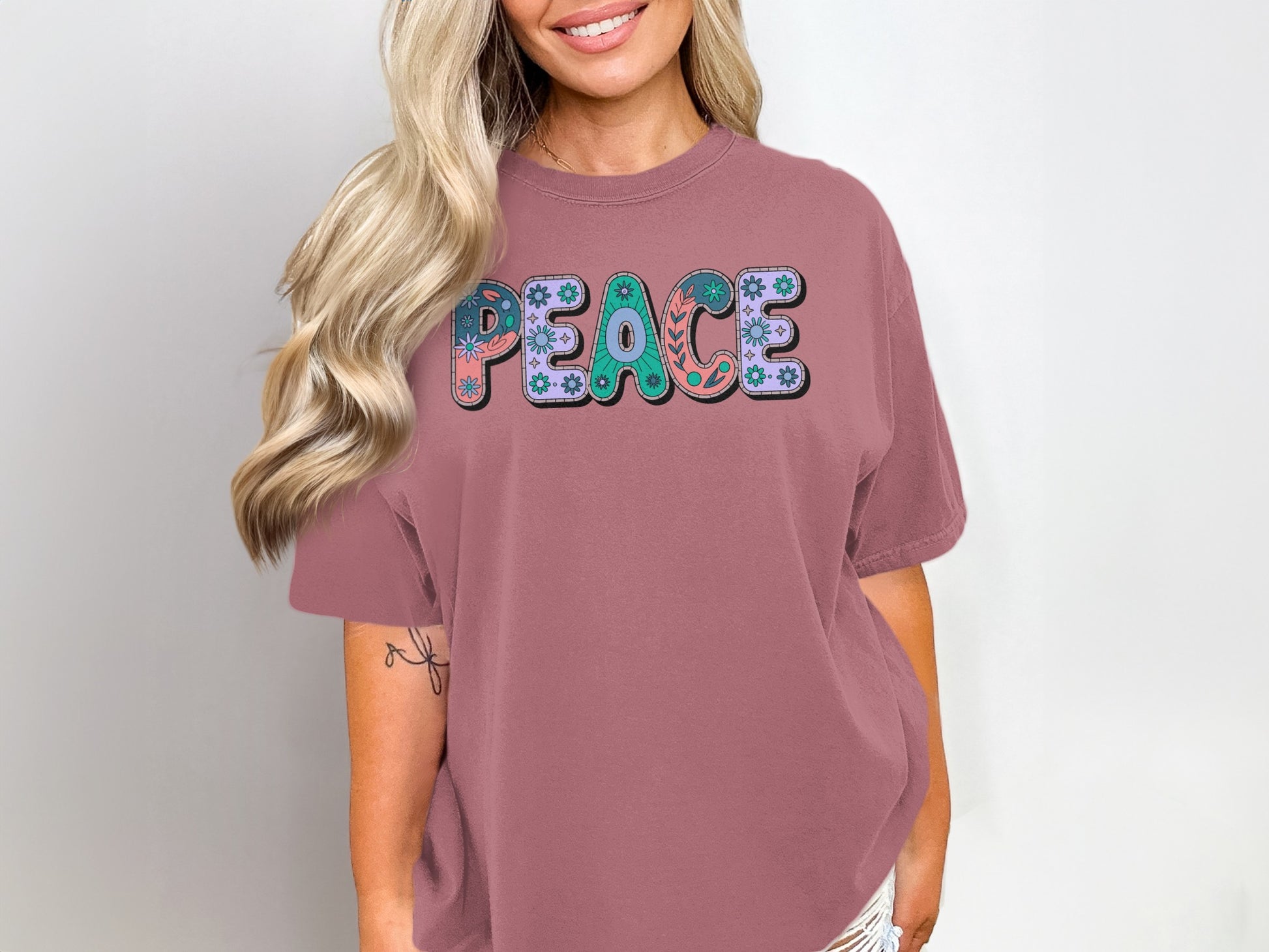PEACE Graphic Tee Shirt for Casual Look