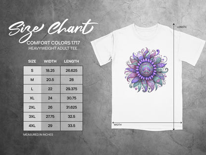 Peace Sign Mandala Design Comfort Colors Tee