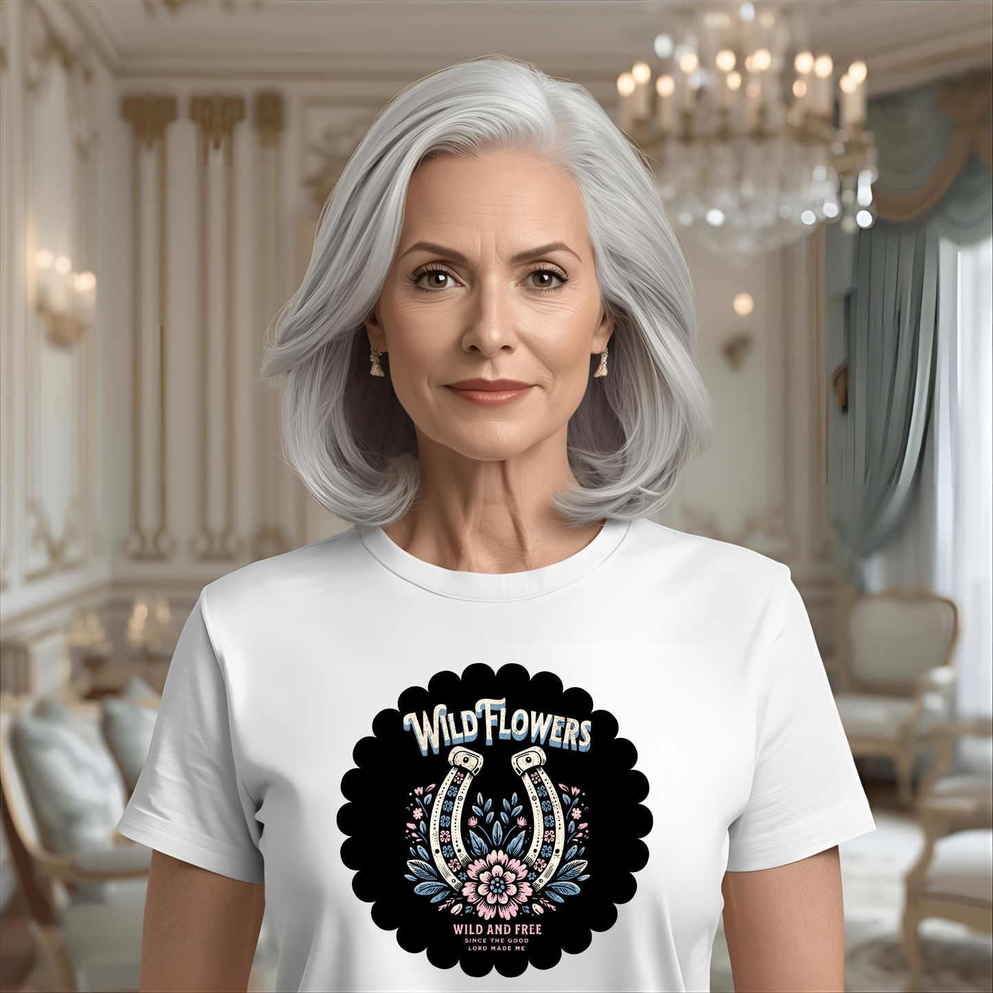 Wild and Free Horseshoe and Wildflowers T-shirt