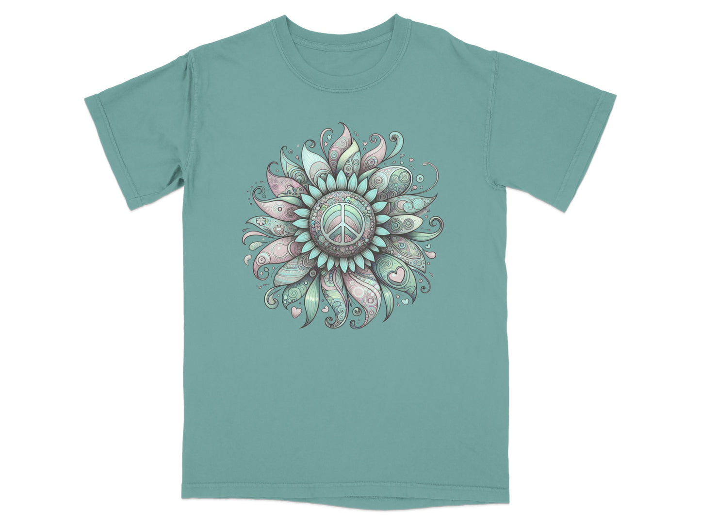 Intricate Mandala Pattern on Teal T-Shirt Product