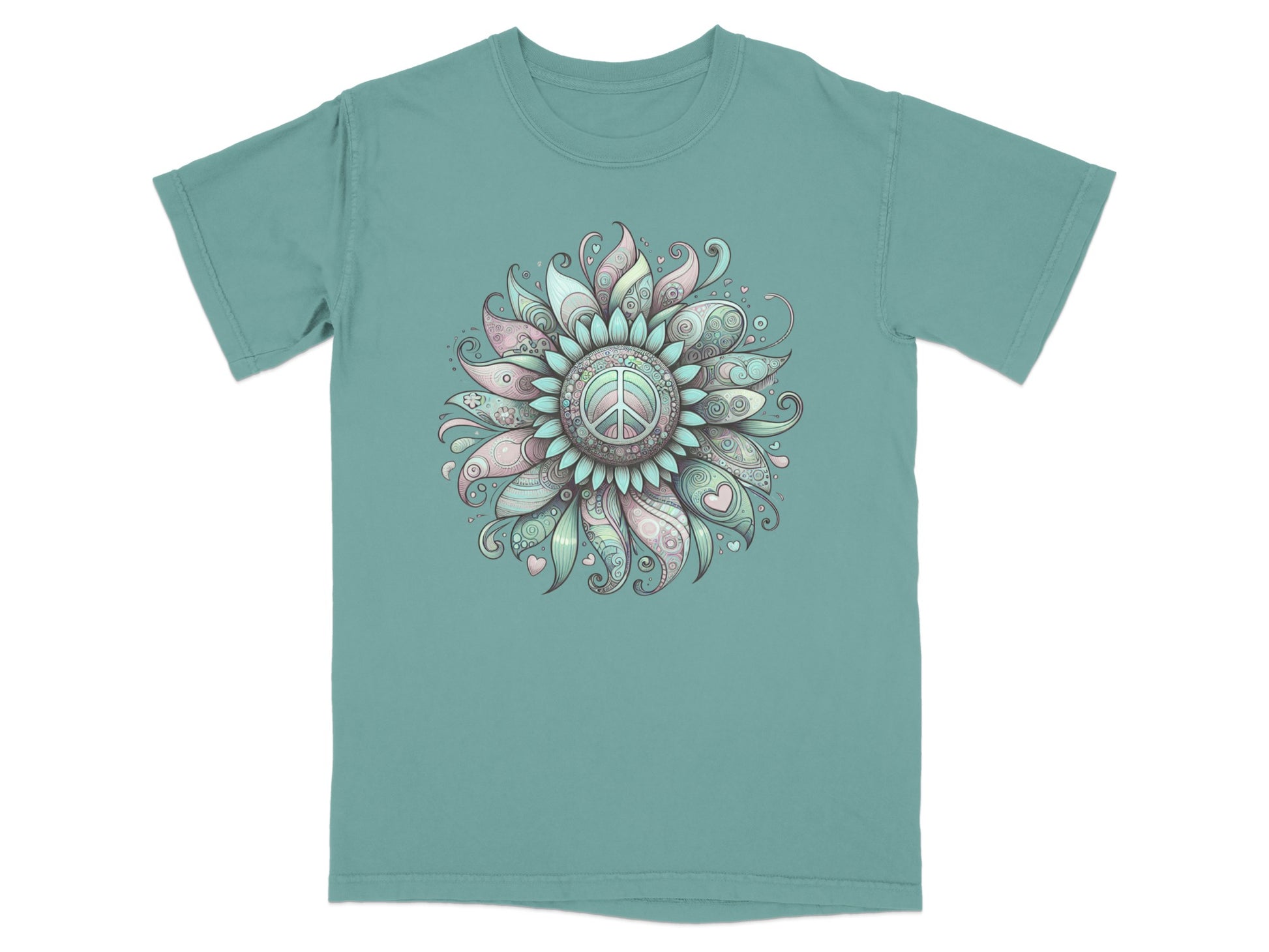 Intricate Mandala Pattern on Teal T-Shirt Product